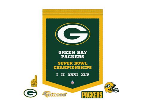 Green Bay Packers Super Bowl Champions Banner Wall Decal | Shop Fathead® for Green Bay Packers Decor