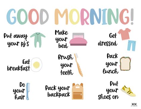 Morning Routine Charts - 15 Free Printables - PrintaBulk