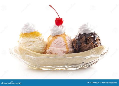 A Classic Banana Split Isolated on a White Background Stock Photo - Image of dessert, chocolate ...