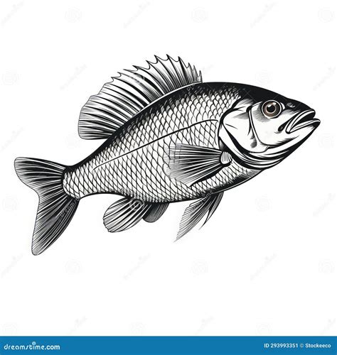 Detailed Black and White Fish Gilgamell: Stunning Character Illustrations Stock Image - Image of ...