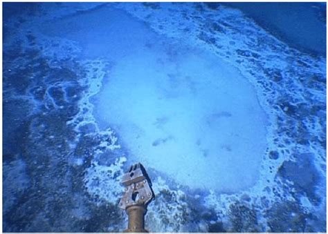 A brine pool found at the Mediterranean sea bottom in the deep offshore ...