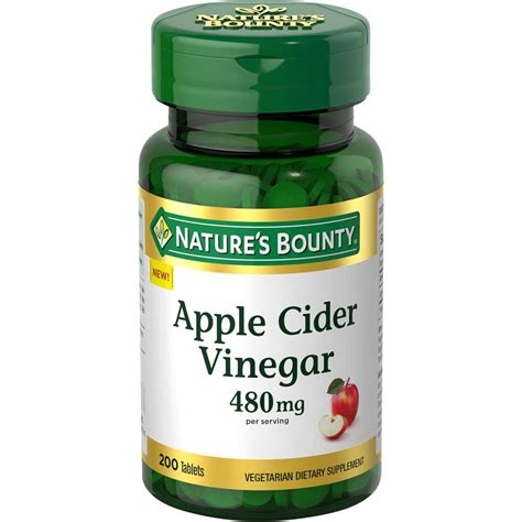 Nature's bounty apple cider vinegar, 480 mg, 200 tablets - Walmart.com ...