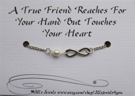 Frienship Infinity Charm Bracelet with Pearl and Quote Inspirational Card- Bridesmaids Gift ...