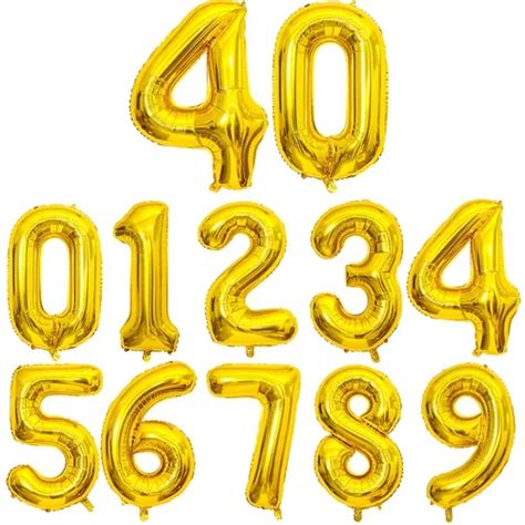 Yellow Number Balloon Large Mylar Foil Helium Balloons For 1st 18th ...