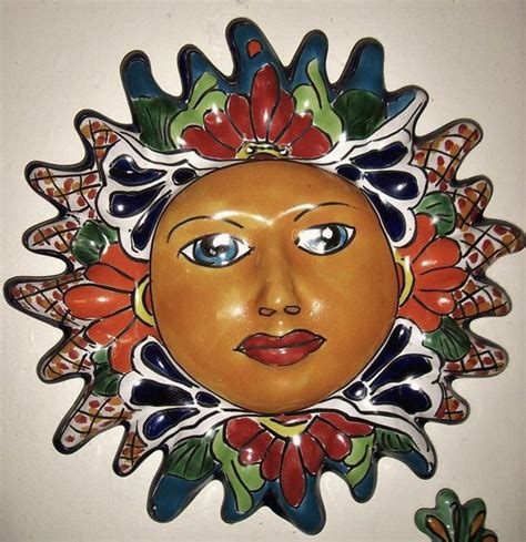 Talavera Clay Pottery Sun Face Wall Plaque | Etsy | Clay pottery, Pottery sun, Hand painted pottery