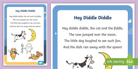 Hey Diddle Diddle Lyrics Poster - Primary Resources - Twinkl