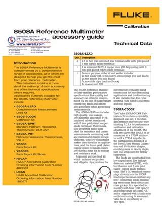 Datasheet Fluke 8508A Accessory Guide. Hubungi PT. Siwali Swantika 021-45850618 | PDF