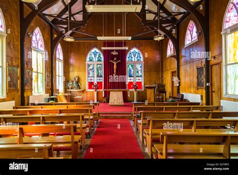 The St. Mary's Catholic Church interior sanctuary in Stanley, East ...