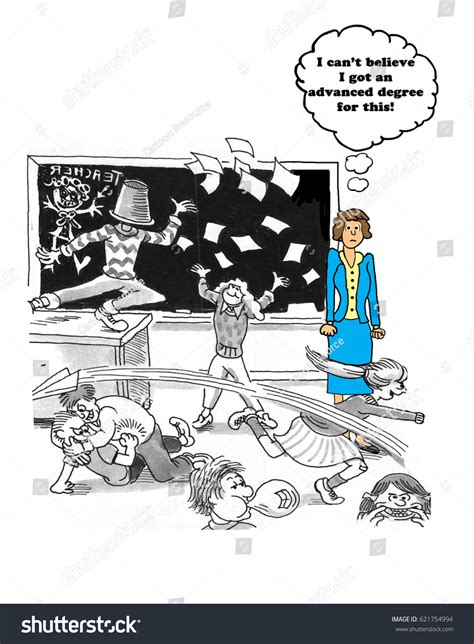 Education Cartoon About Teacher Frustrated She Stock Illustration 621754994