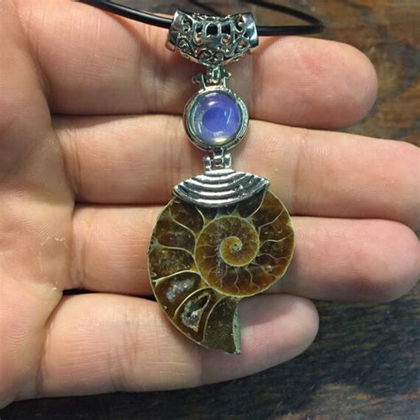 Ammonite Necklace Fossil Jewelry Shell Necklace by MetalBrothers