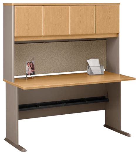 Bush Series A 60" Wood Computer Desk with Hutch in Light Oak ...