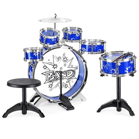 Best Choice Products 11-Piece Kids Starter Drum Set w/ Bass Drum, Tom Drums, Snare, Cymbal ...