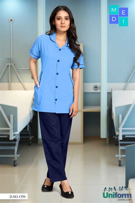 Sky Blue Hospital Nurse Uniform 1550 - Uniform Sarees Corp - India's ...