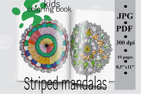 Striped Mandalas Coloring Book Printable Graphic by SunnyColoring ...