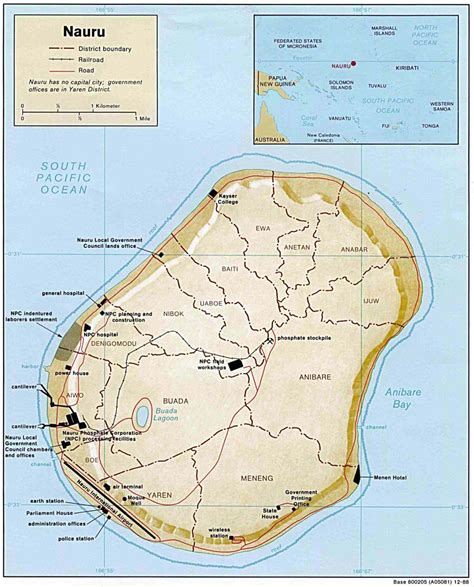 Large detailed map of Nauru with buildings roads and airport | Vidiani ...