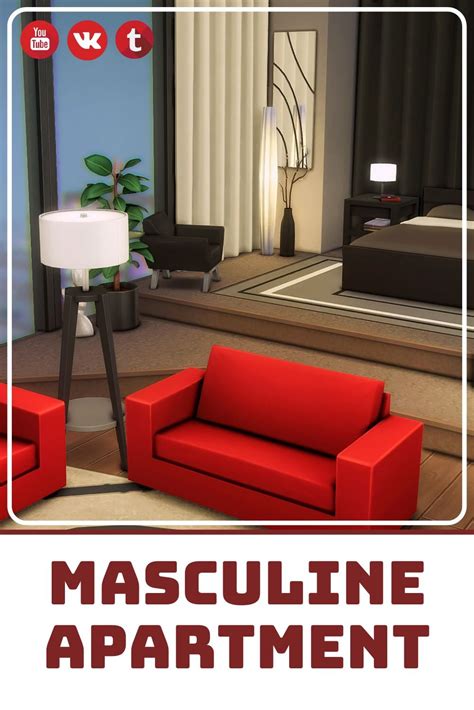 Masculine Apartment | Sims 4 houses, Sims 4 house plans, Sims house