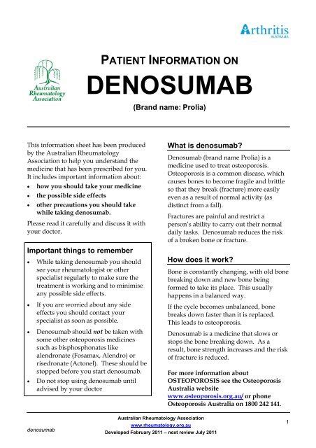 DENOSUMAB - Australian Rheumatology Association