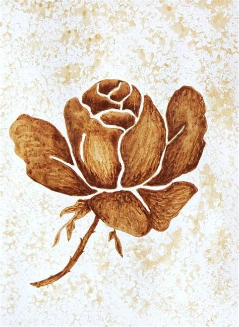 Coffee painting Rose Blooming Poster by Georgeta Blanaru | Coffee art drawing, Coffee painting ...