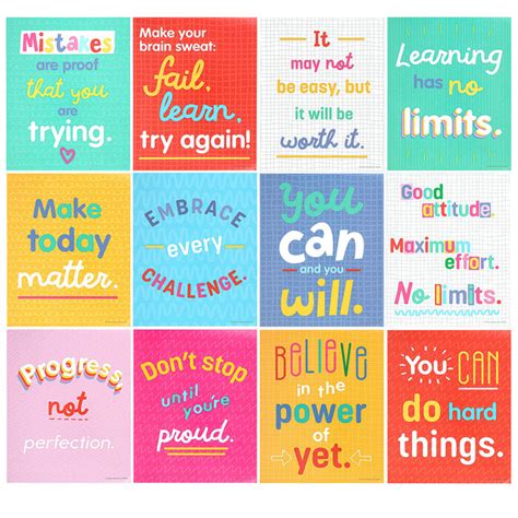 Growth Mindset Quotes Mini Poster Set, 8.5 x 11 Inches, Pack of 12 | Mardel | 3862828