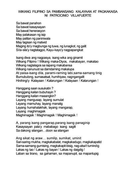 Dokumen - isang piyesa sa sabayang pagbigkas - WIKANG FILIPINO SA PAMBANSANG KALAYAAN AT ...