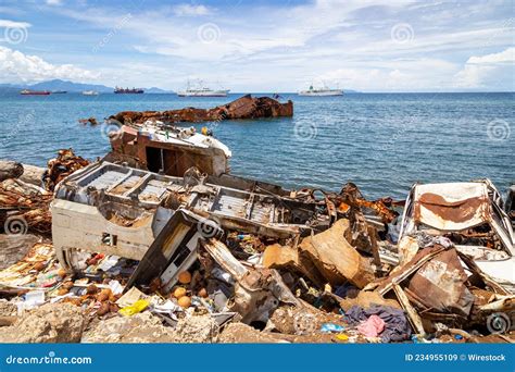 Pollution and Ships on the Coastline of Honiara, the Capital City of ...