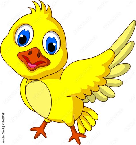 Cute Yellow bird cartoon posing Stock Vector | Adobe Stock