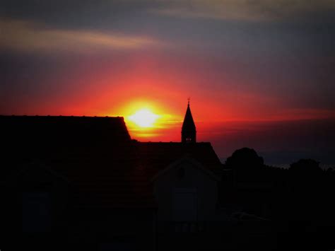 Sunset ...., town, colors, beautiful, church, sunset HD wallpaper | Pxfuel