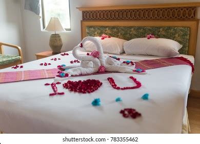 Honeymoon Wedding Bed Topped Rose Petals Stock Photo 783355462 | Shutterstock