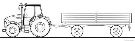 Tractor with trailer draw – Line art illustrations