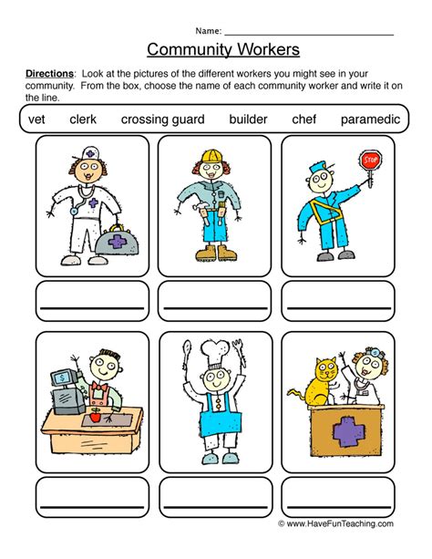 Identifying Community Workers Worksheet by Teach Simple