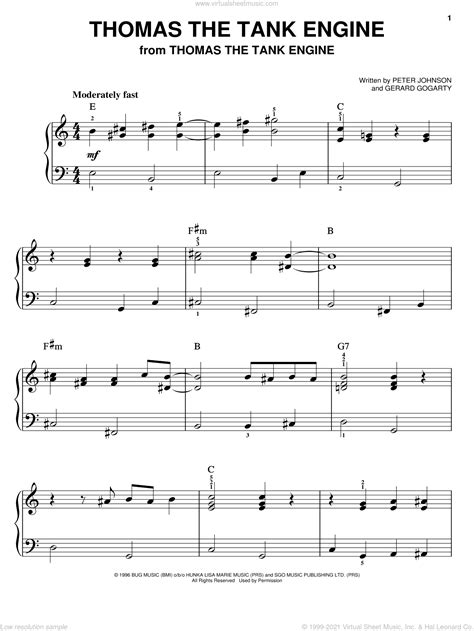 Johnson - Thomas The Tank Engine sheet music for piano solo [PDF]