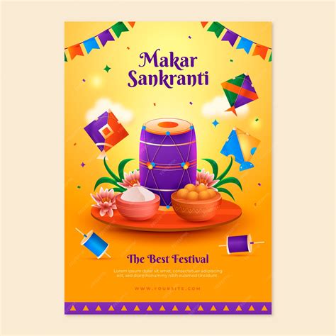 Premium Vector | Makar sankranti celebration vertical poster template