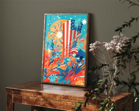 Justice Illustration American Flag Art Print Poster Painting Museum ...