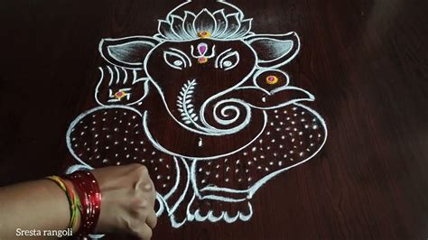 Vinayaka Chavithi Special Rangoli design only (5*1) Dot's // Festival ...