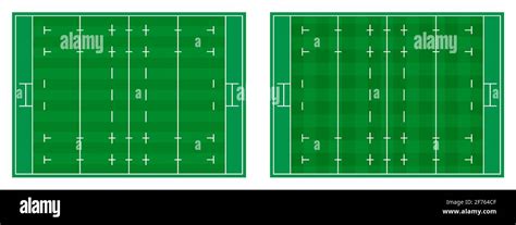 rugby field markings lines with different types of grass, rugby playground top view. Sports ...