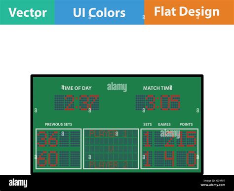 Tennis scoreboard icon. Flat design. Vector illustration Stock Vector ...