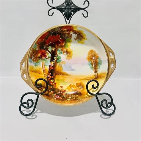 Nippon Hand Painted Porcelain Bowl Fall Scenery