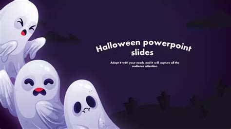 Cute Halloween PowerPoint Slides With Three Scary Ghosts