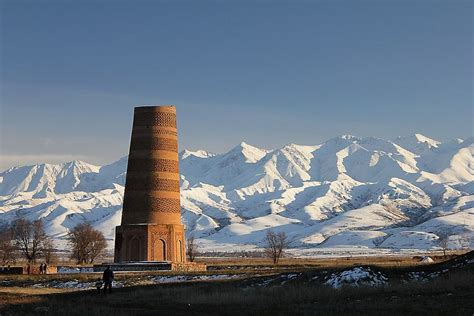 Burana Tower in Tokmok, near Bishkek in Kyrgyzstan. Space Architecture ...