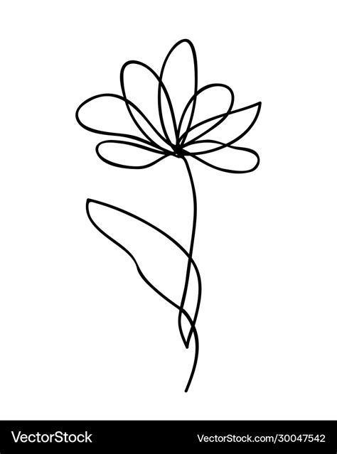 One line drawing abstract flower hand drawn Vector Image