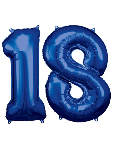 Inflated Dark Blue 18th Birthday Number Balloons On Weights