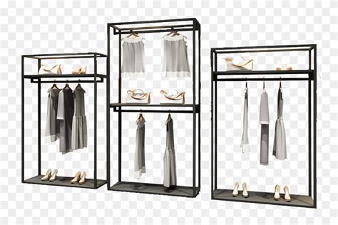 Clothing Shop Display Stand Double Floor Hanging Racks - Shelf, HD Png ...