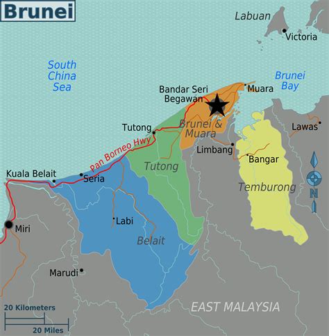 Map of Brunei (Map Regions) : Worldofmaps.net - online Maps and Travel ...