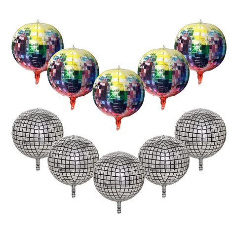 Buy 10 PCS 22 Inch Disco Ball Balloons 4D Round Foil Sphere Disco ...