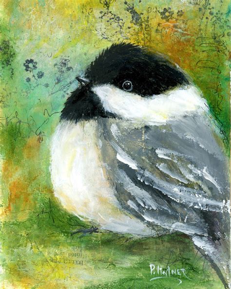 Fat Chickadee Fat Bird Art Print by Patricia Lintner | Etsy