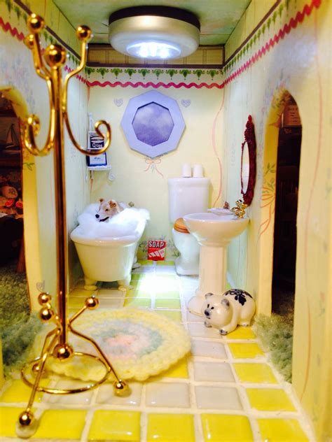 Sky's Dollhouse. Built by my Norwegian Grandfather in 1945. Bathroom with claw-foot tub ...
