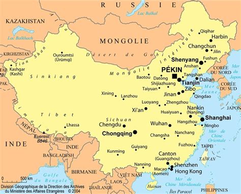 Carte de la Chine - Relief, villes, carte administrative et politique de la Chine