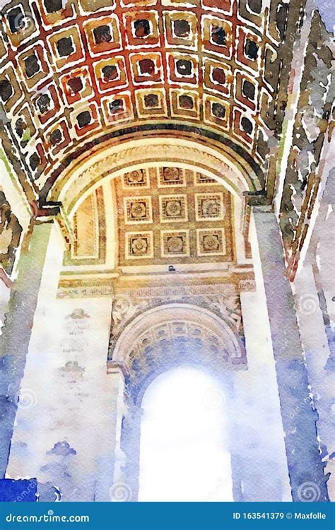 Watercolor of the Ceiling of the Arc De Triomphe in Paris Stock Image ...