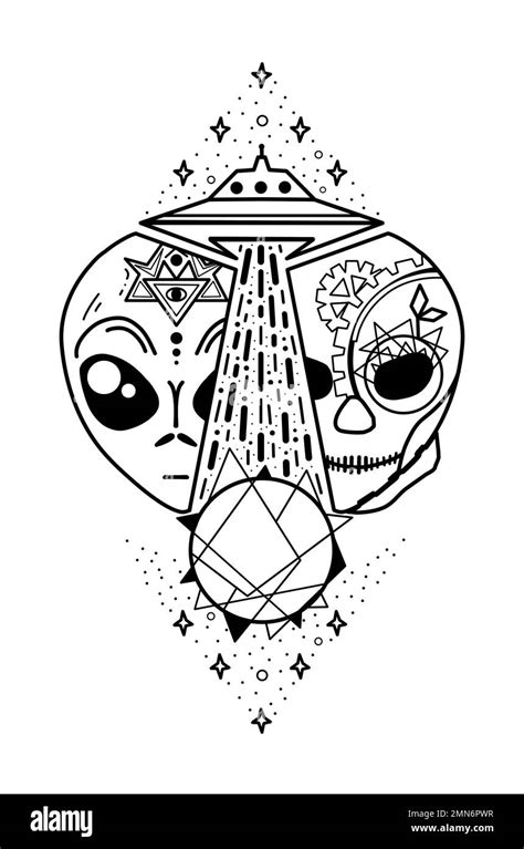 Alien Head Outline Tattoo