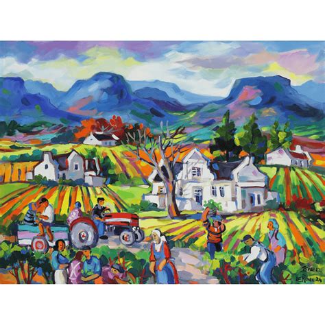 Harvesters in the Cape Winelands - Isabel le Roux - Robertson Art Gallery